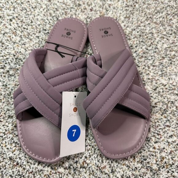 Shade & Shore Women's Slide Sandals Size 7 Purple Casual Summer - Picture 1 of 2